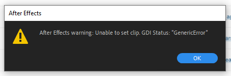 Solved: Unable To Set Clip. GDI Status: "GenericError" - Adobe ...